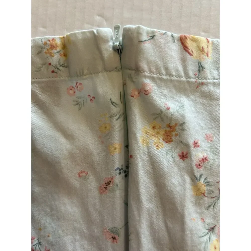 Vintage Ralph Lauren Floral Pale Green Pink Cotton Fitted Sun Dress Girls Sz 16